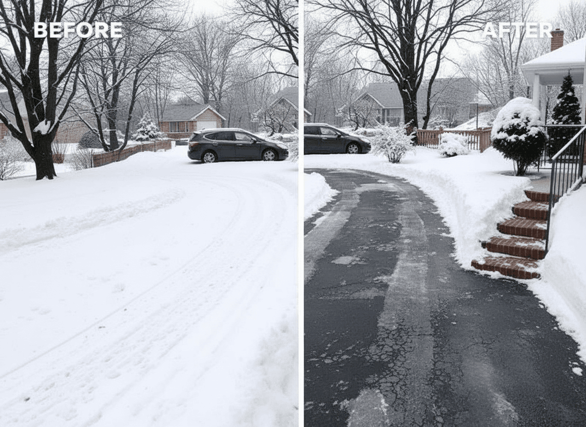 Professional lawn care before and after transformation showing dramatic improvement in lawn quality and appearance - TotalGuard Yard Care Madison WI project 1