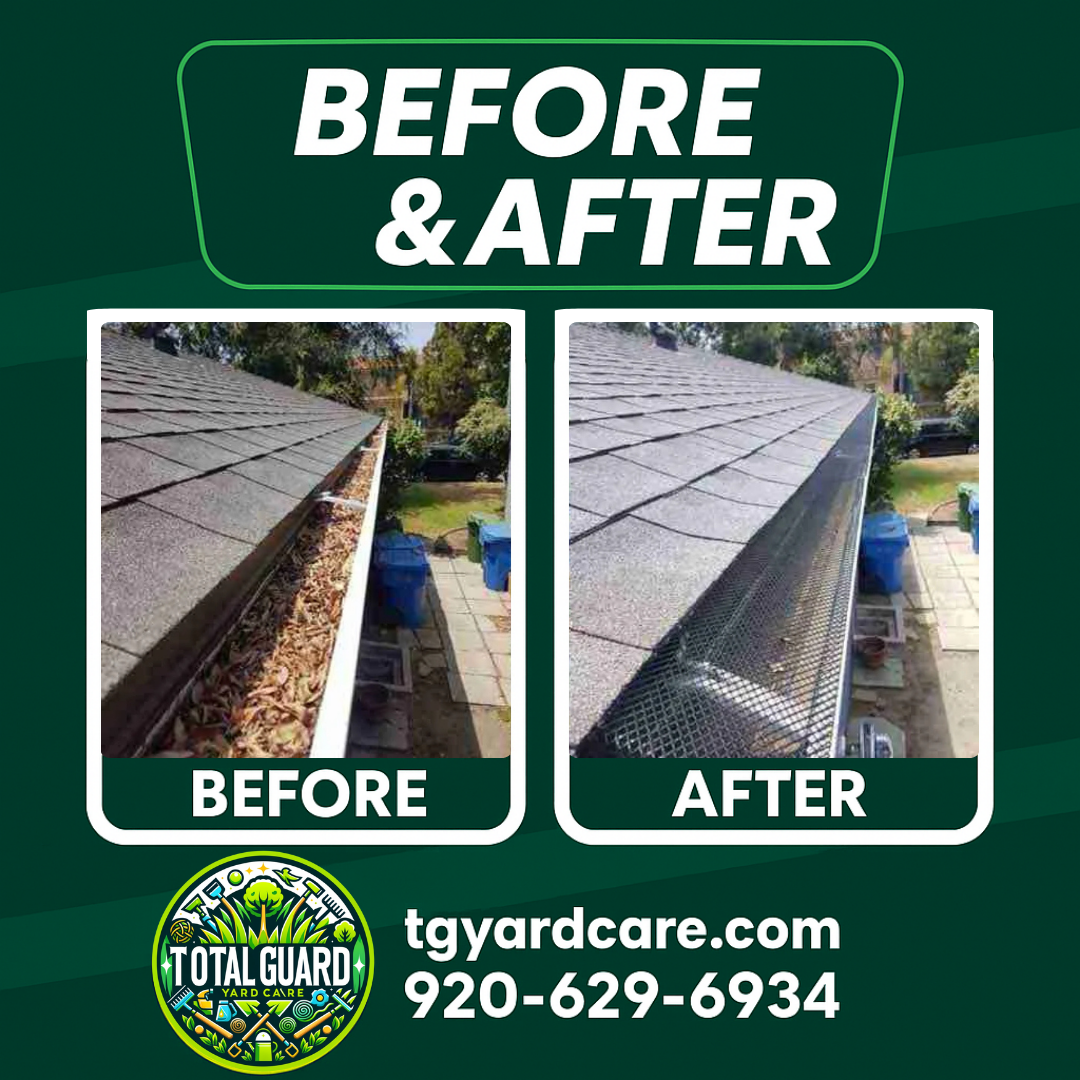 Professional lawn care before and after transformation showing dramatic improvement in lawn quality and appearance - TotalGuard Yard Care Madison WI project 1