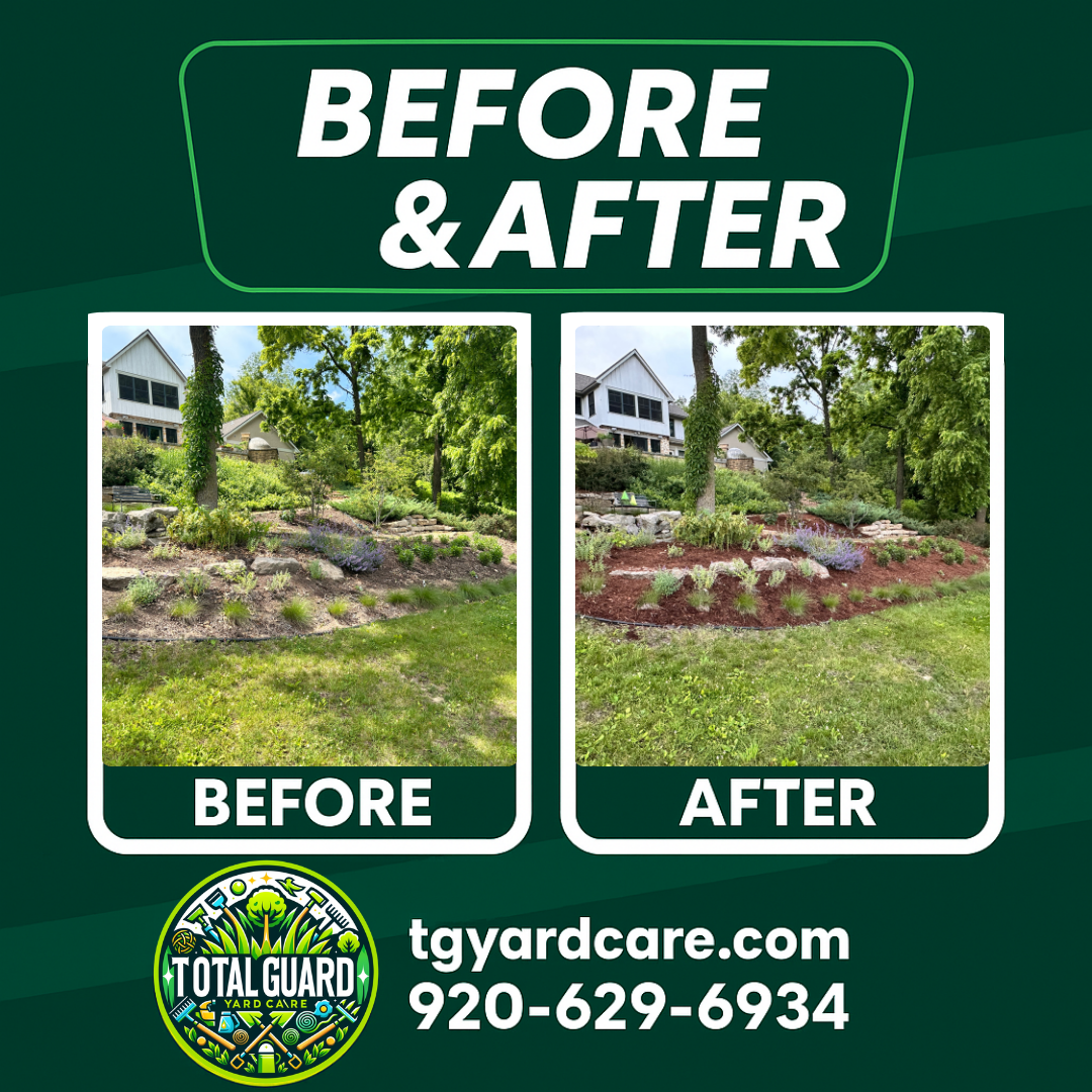 Mulching — Mulching Transformation — TotalGuard Yard Care Madison WI